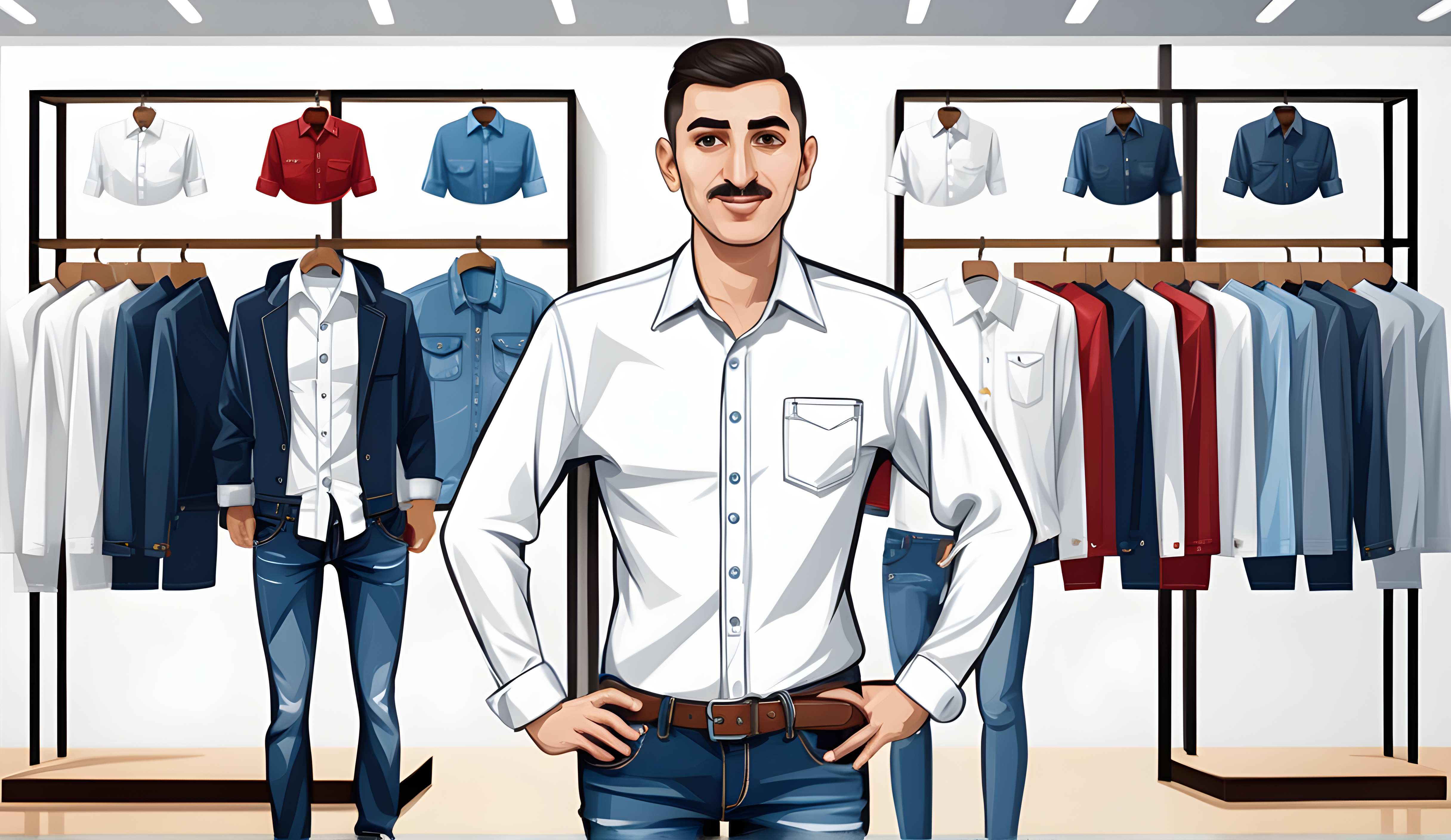 media-2d-illustration-of-azerbaijani-30-years-clothing-seller-wearing-jeans-and-white-shirt-in-clothing-st-400611